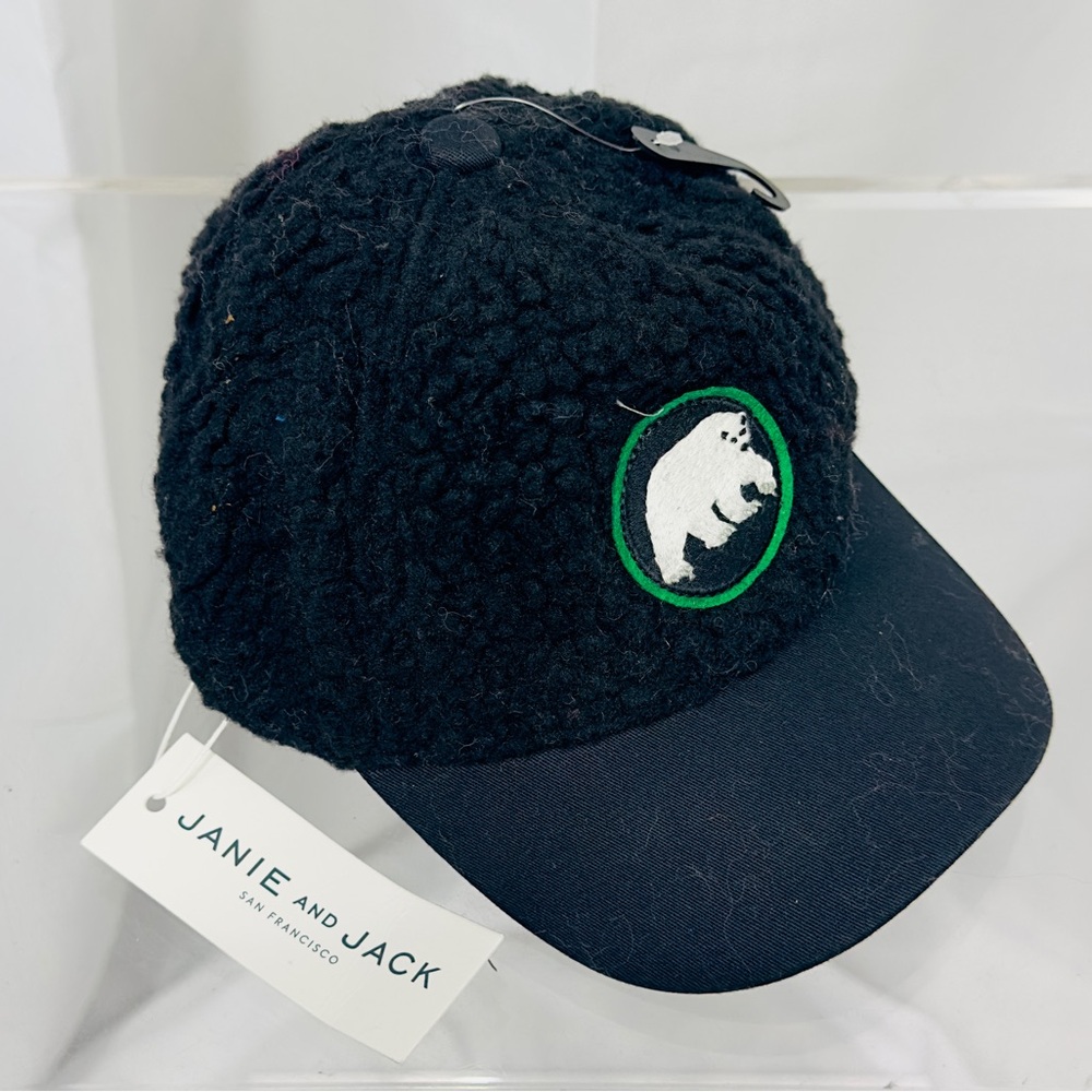 Janie and Jack Black Sherpa Polar Bear Ball Cap (12-24 months)   New wit…